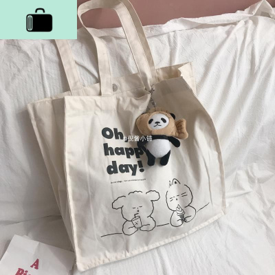 日系大容量单肩包女 学生2020年新款百搭手提帆布购物袋NEW LAKE女士单肩包