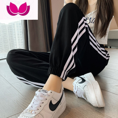 七斓裤子男ins潮牌运动裤宽松束脚九分2023春季男女同款休闲裤9分卫裤