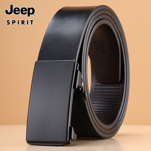jeep吉普皮带男士真皮无牙自动扣裤带商务休闲纯牛皮平滑扣皮带潮