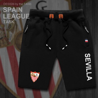 珂卡慕(KEKAMU)塞维利亚SevillaFC春夏足球队运动裤中裤子休闲裤短裤黑色M