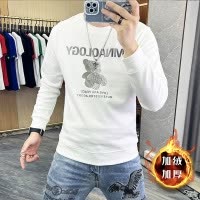 冬季新款加绒加厚卫衣男上衣圆领长袖打底衫欧货保暖秋衣潮64