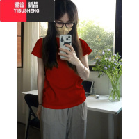 YIBUSHENG白色短袖T恤上衣女新款2024年季百搭潮流设计感正肩体恤衫
