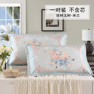 美帮汇夏季夏凉冰丝凉席枕套枕席夏天透气成人单人冰藤枕头套枕芯套一对