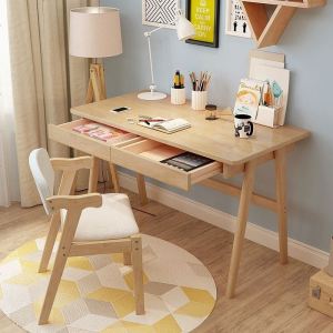 书桌实木简约日式北欧电脑桌卧室家用简易桌子办公学习写字书台
