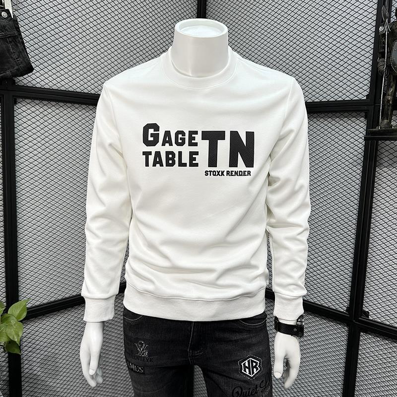 欧洲站字母卫衣男秋冬字母潮ins修身潮流帅气休闲加绒长袖T恤上衣