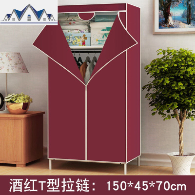 衣柜简易布衣柜收纳柜子卧室单人衣橱组装挂宿舍出租房用现代简约 三维工匠