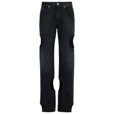 Off-White女款黑色牛仔裤五口袋设计时尚圆孔装饰舒适透气