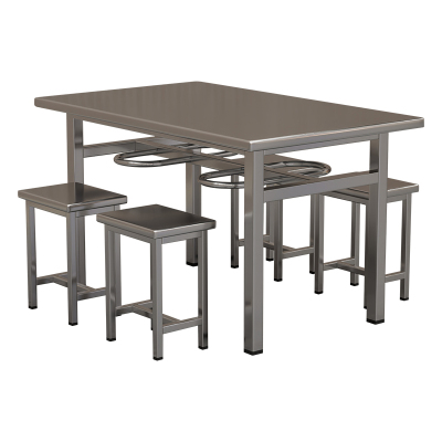 臻远 ZY5110228 不锈钢餐桌椅食堂桌椅组合 1.3米条形餐桌(含凳子)