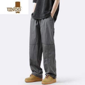 YANXU日系复古机能户外速干男女宽松百搭束脚裤潮流直筒抽绳工装休闲裤