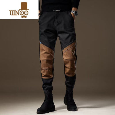 YANXU2023款美式复古工装裤子男秋季新款潮牌机能撞色宽松束脚休闲裤男