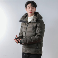 新款纯色韩版90绒羽绒服夹克连帽男青年加厚外套加大码