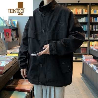 YANXU日系工装夹克男新款美式潮牌宽松刺绣上衣韩版复古立领外套