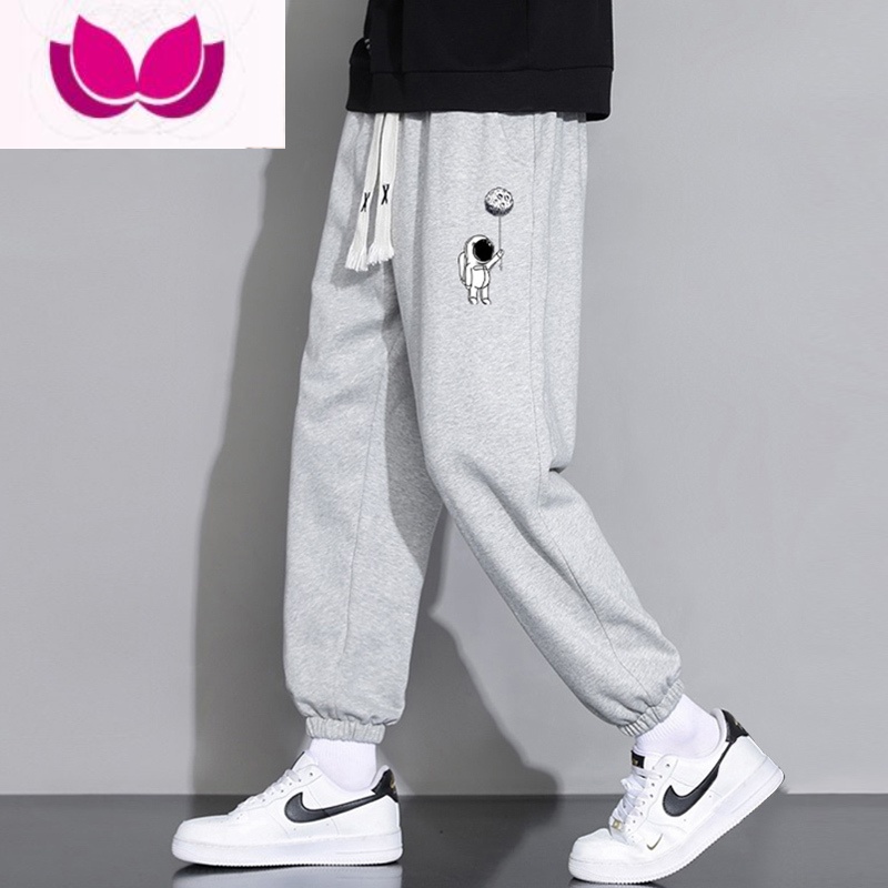 七斓薄款裤子男士夏季新款潮牌宽松束脚运动卫裤男款休闲九分长裤