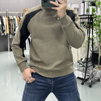 秋冬新款男士时尚潮流百搭休闲卫衣钢印拼接双面绒加绒加厚打底衫_669