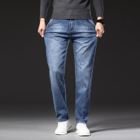 牛仔裤男士舒适直筒宽松大码长裤爸爸高腰男裤春季中老年柔软裤子