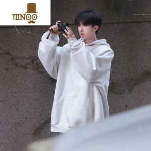 YANXU卫衣男士440克纽扣连帽套头上衣美式复古宽松休闲外套