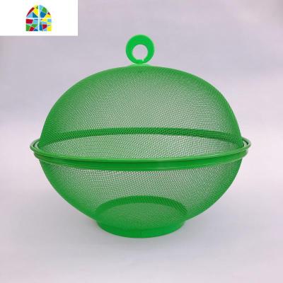 厨房日用食物罩菜罩果蔬筐淘菜漏盆滴水筛带盖水果篮沥水篮两件套 FENGHOU 绿色小号25.5CM买三送一颜色任选洗菜篮