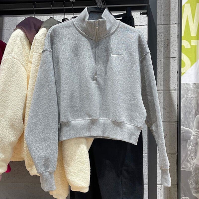 NIKE/耐克女装 新款运动服加绒保暖半拉链短款套头衫DQ5768-063 C