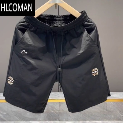 HLCOMAN2025夏季新款男士中裤欧货速干透气五分短裤男潮流宽松纯色直筒裤