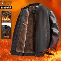 啄木鸟爸爸装皮衣冬季男士加绒加厚防寒外套新款中老年保暖皮夹克