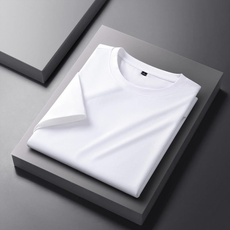 春夏季男士棉质短袖T恤简约圆领青年休闲纯色透气新疆棉男装