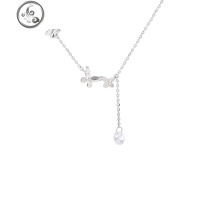 通体925银闪钻蝴蝶项链简约清新设计感小众森系气质颈链锁骨链韩 JiMi