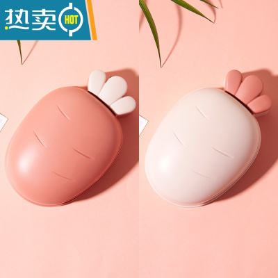 敬平创意肥皂盒个性带盖可爱大号香皂盒卫生间沥水收纳盒家用卡通皂托 (砖红+粉色)2个装