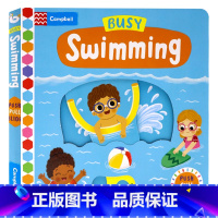 [正版]忙碌的游泳池 英文原版 Busy Swimming 低幼儿童推拉操作机关纸板书 低幼启蒙益智游戏绘本宝宝学前教