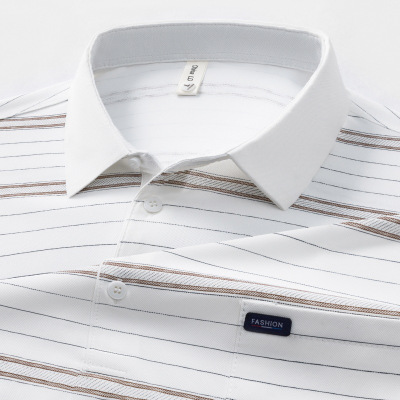 春夏新款男士短袖T恤简约翻领青年休闲舒适纯色透气薄款男装_1