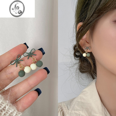 JiMi蝴蝶结撞色耳环独特小众耳钉耳饰森系女银银针耳坠气质耳夹无耳洞
