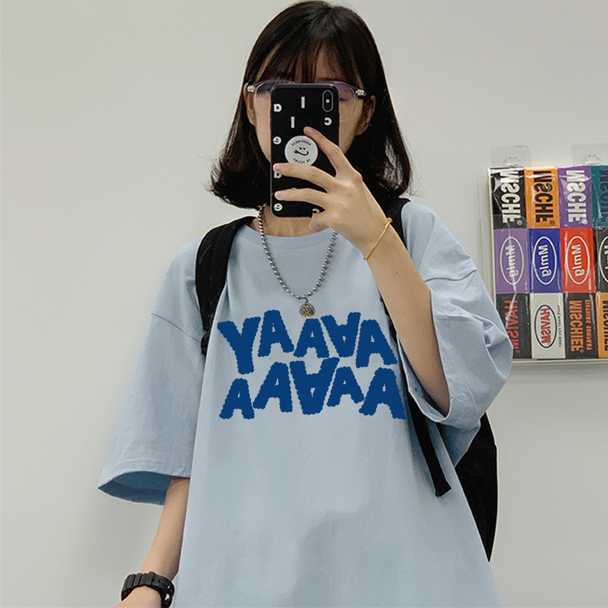 [1.5折价30元]唐狮短袖T恤女夏季新款韩版宽松圆领发泡印字母学院风可爱潮