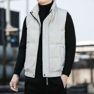 羽绒服男士秋冬新款休闲马甲简约立领白鸭绒无袖坎肩马夹背心外套