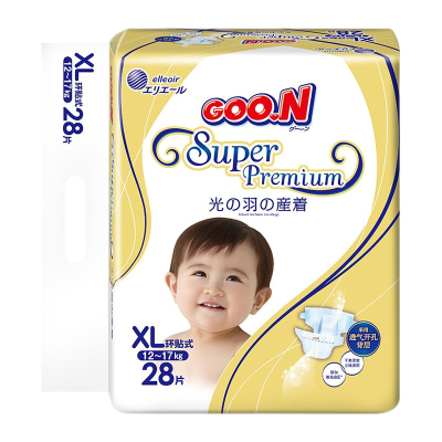 大王GOO.N光羽纸尿裤加大码XL28（12-17kg）婴儿宝宝尿不湿男女孩通用轻薄透气持久干爽
