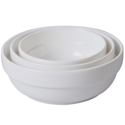 饭碗 汤碗 白色陶瓷碗 护边防烫碗 5寸(12.7*5.7cm)