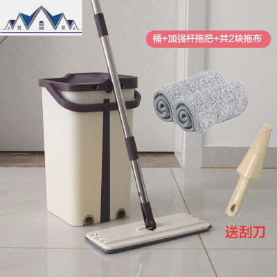 拖把免手洗家用一拖净干湿两用平板拖把布刮刮乐懒人拖把拖地 三维工匠