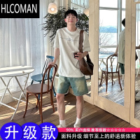 HLCOMANcleanfit复古蓝牛仔短裤男款夏季美式复古vibe裤子宽松直筒五分裤