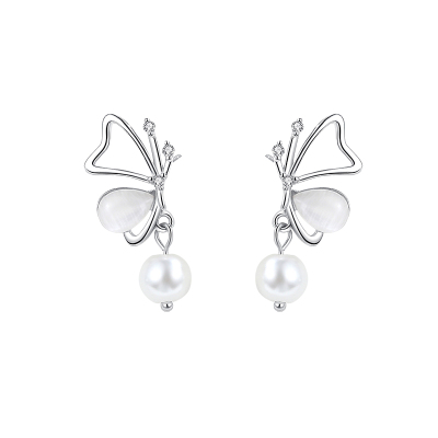 925纯银蝴蝶流苏耳钉女少女心森系耳饰耳环配饰简约小众ins送女朋友老婆情人节七夕生日礼物