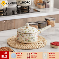 FUJIHORO 日本进口珐琅锅单柄奶锅 搪瓷锅铁锅焖炖锅汤锅铸铁锅宝宝辅食锅 单柄汤锅[带盖] 18cm 1.9L奶锅