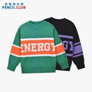 [1件3折]铅笔俱乐部童装2025年秋冬新款男童毛衣儿童圆领针织衫中大童保暖毛衫