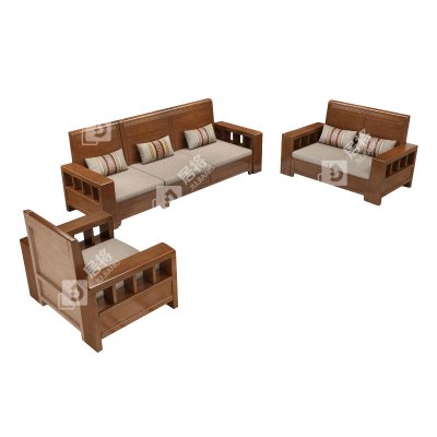 居将 JJ4031212 实木沙发组合简约冬夏两用客厅沙发 1+2+3