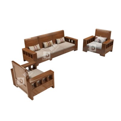 居将 JJ4031209 实木沙发组合简约冬夏两用客厅沙发 1+1+3