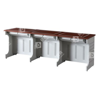 居将 JJ4012415 隐藏式翻转电脑桌培训桌教室机房多媒体学习桌办公桌B款三人位