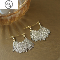 JiMi璀璨银河瀑布耳环小众设计高级感流苏裙摆耳钉女气质名媛圆脸精致