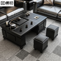 戴劲火烧石功夫茶几茶桌椅组合茶具一体套装茶台一键上水 1.5米黑色