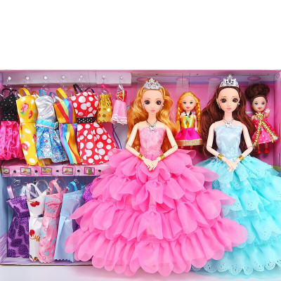 音乐巴比洋娃娃套装大礼盒婚纱公主衣服女孩子玩具儿童生日K1款彩绘6关节加108件