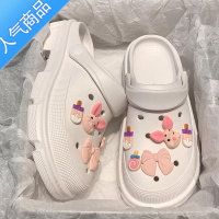 SUNTEK洞洞鞋卡通可爱小猪防滑透气松糕底夏季外穿包头半凉拖女款踩屎感