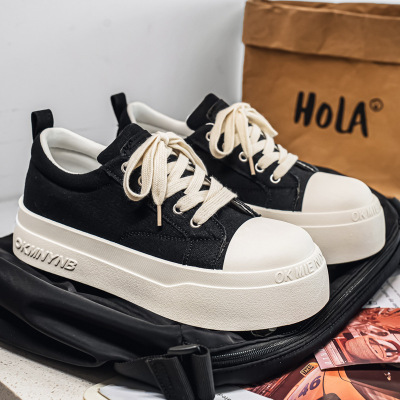 情侣款帆布板鞋学生春季2026新款包头男鞋增高休闲大头德比潮鞋女