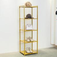 金色铁艺包包架服装店展示架落地衣服多层橱窗鞋子包包置物架货架晾晒架 三维工匠 金色50*40*145五层 官方标配