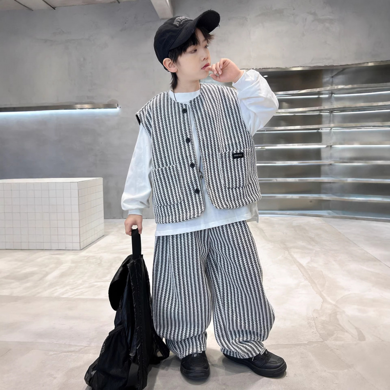 男童春装套装2026新款中大童儿童春秋款马甲裤子两件套韩范潮