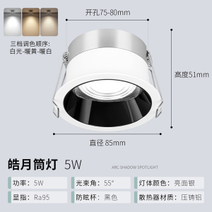 雷士照明led筒灯嵌入式家用过道玄关走廊天花灯无主灯商用大尺寸孔灯